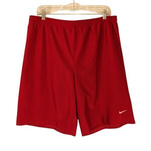 Nike vintage Y2K shorts mens L Large red basketball gym drawstring swoosh logo